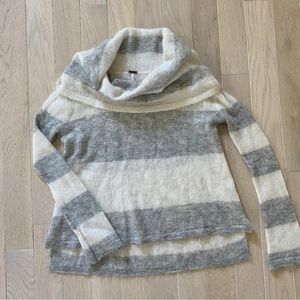 Free People Alpaca Wool Gray and White Striped Sweater, size XS